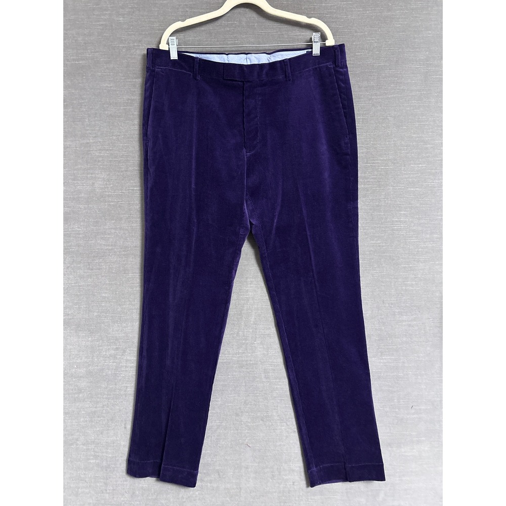 Polo Ralph Lauren Pants 38x32 Slim Fit Purple Corduroy Cotton Trousers Classic